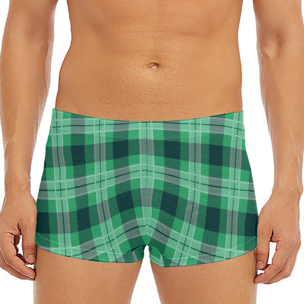St. Patrick's Day Tartan Print Men's Short Boxer Briefs