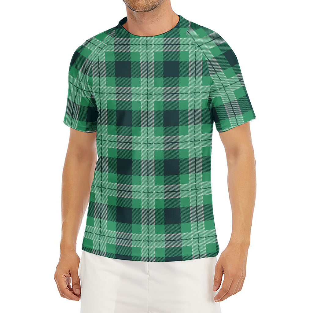 St. Patrick's Day Tartan Print Men's Short Sleeve Rash Guard