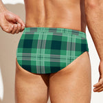 St. Patrick's Day Tartan Print Men's Swim Briefs