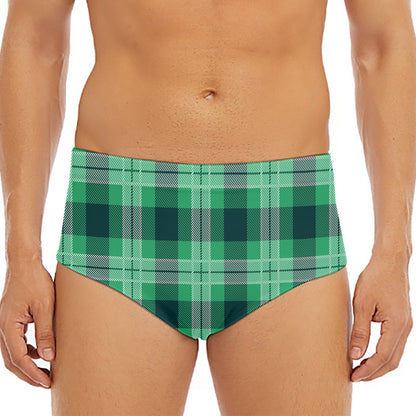 St. Patrick's Day Tartan Print Men's Triangle Swim Briefs