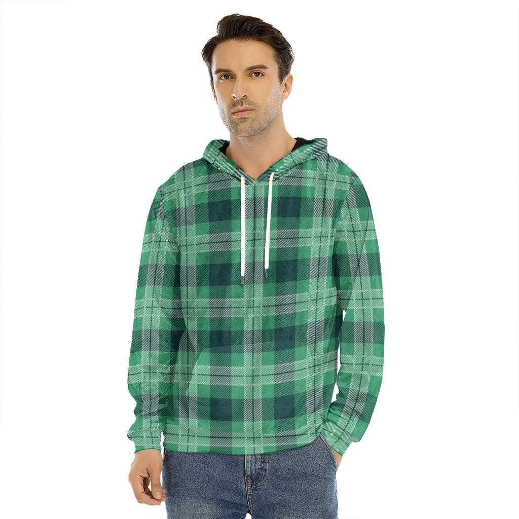 St. Patrick's Day Tartan Print Men's Velvet Pullover Hoodie