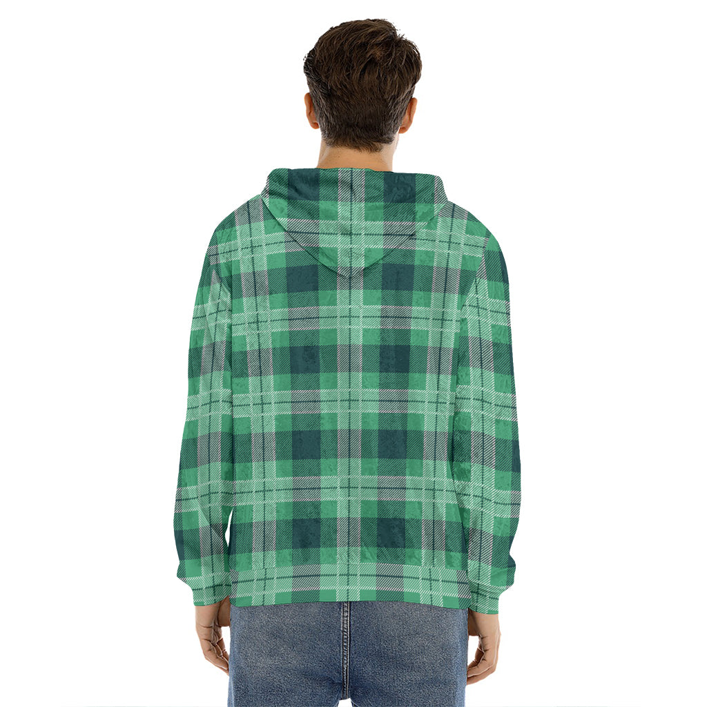 St. Patrick's Day Tartan Print Men's Velvet Pullover Hoodie