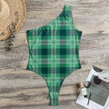 St. Patrick's Day Tartan Print One Shoulder Bodysuit