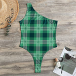 St. Patrick's Day Tartan Print One Shoulder Bodysuit