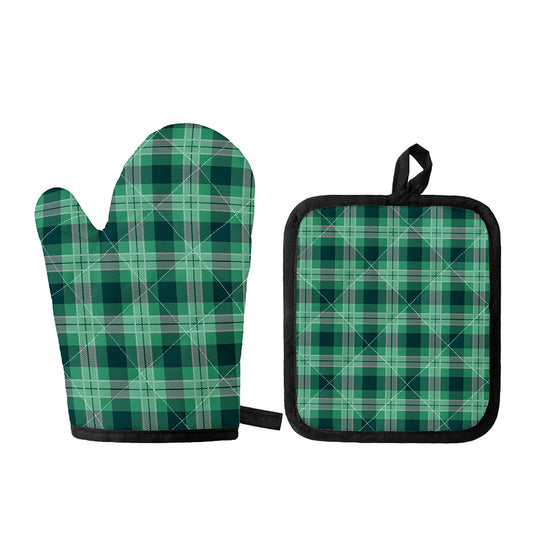 St. Patrick's Day Tartan Print Oven Mitt And Pot Holder Set
