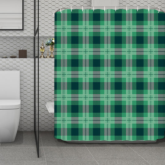 St. Patrick's Day Tartan Print Polyester Shower Curtain