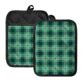 St. Patrick's Day Tartan Print Pot Holders With Pocket