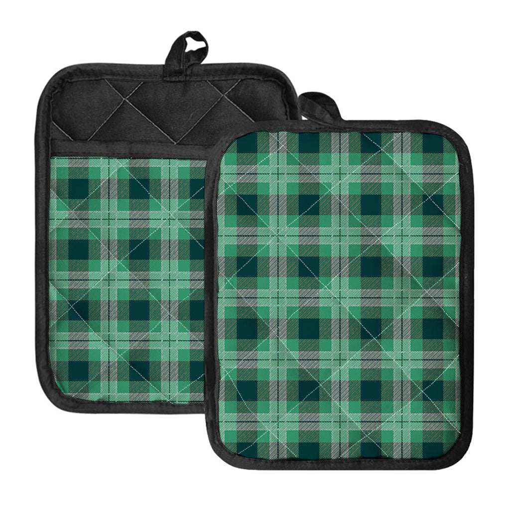 St. Patrick's Day Tartan Print Pot Holders With Pocket