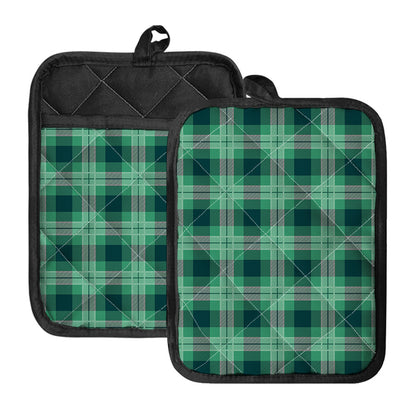 St. Patrick's Day Tartan Print Pot Holders With Pocket
