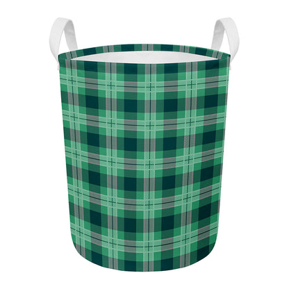 St. Patrick's Day Tartan Print Round Laundry Basket