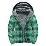 St. Patrick's Day Tartan Print Sherpa Lined Zip Up Hoodie