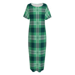 St. Patrick's Day Tartan Print Short Sleeve Long Nightdress