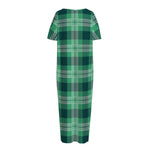 St. Patrick's Day Tartan Print Short Sleeve Long Nightdress