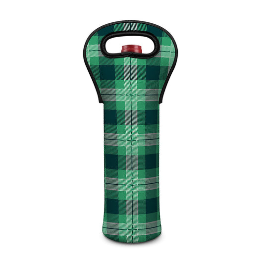 St. Patrick's Day Tartan Print Single Neoprene Wine Tote