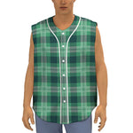 St. Patrick's Day Tartan Print Sleeveless Baseball Jersey