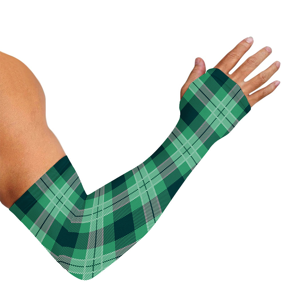 St. Patrick's Day Tartan Print Sun Protection Arm Sleeves