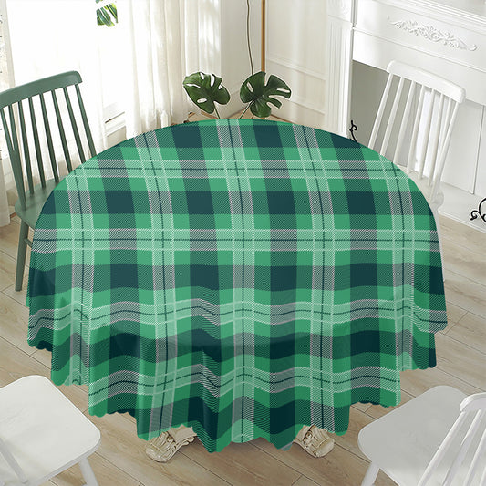 St. Patrick's Day Tartan Print Waterproof Round Tablecloth