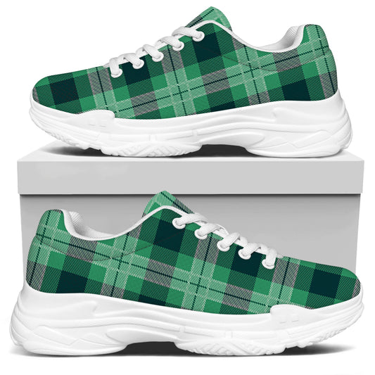 St. Patrick's Day Tartan Print White Chunky Shoes