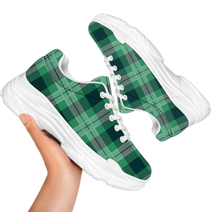 St. Patrick's Day Tartan Print White Chunky Shoes