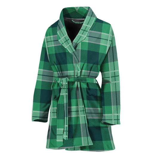 St. Patrick's Day Tartan Print Women's Bathrobe
