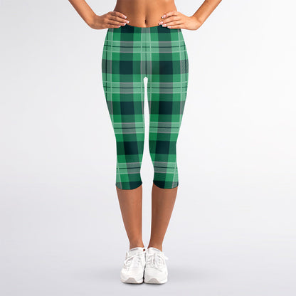 St. Patrick's Day Tartan Print Women's Capri Leggings