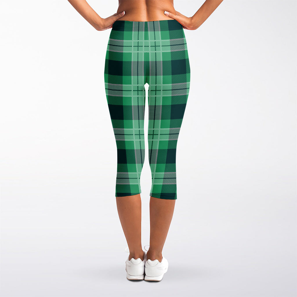 St. Patrick's Day Tartan Print Women's Capri Leggings