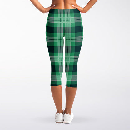 St. Patrick's Day Tartan Print Women's Capri Leggings