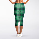 St. Patrick's Day Tartan Print Women's Capri Leggings