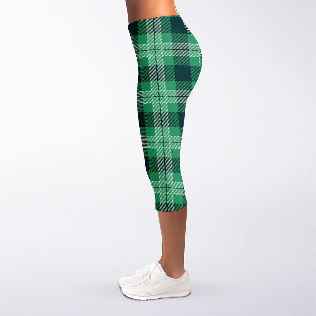 St. Patrick's Day Tartan Print Women's Capri Leggings
