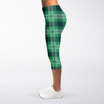 St. Patrick's Day Tartan Print Women's Capri Leggings