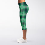 St. Patrick's Day Tartan Print Women's Capri Leggings