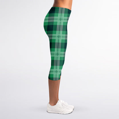 St. Patrick's Day Tartan Print Women's Capri Leggings