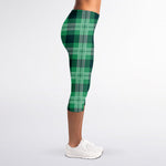 St. Patrick's Day Tartan Print Women's Capri Leggings