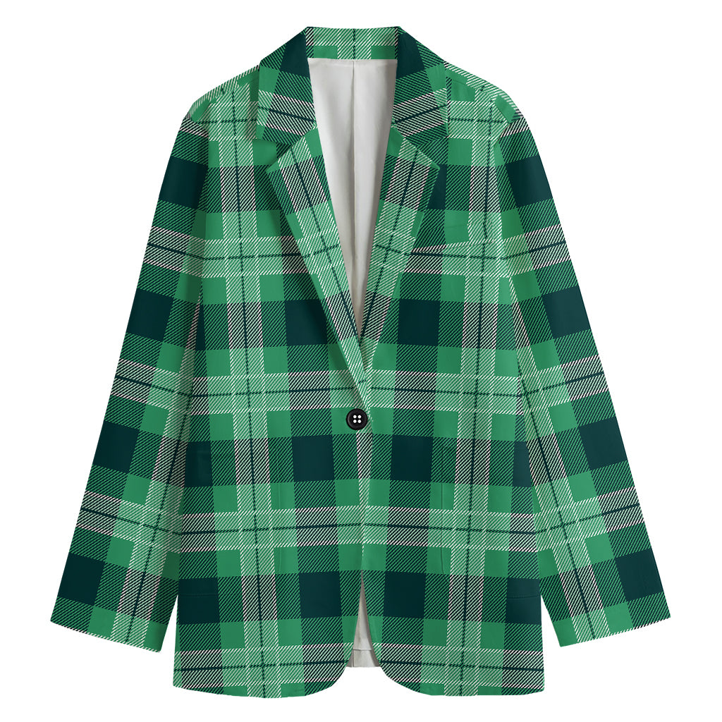 St. Patrick's Day Tartan Print Women's Cotton Blazer