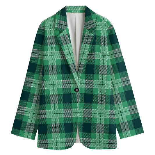 St. Patrick's Day Tartan Print Women's Cotton Blazer