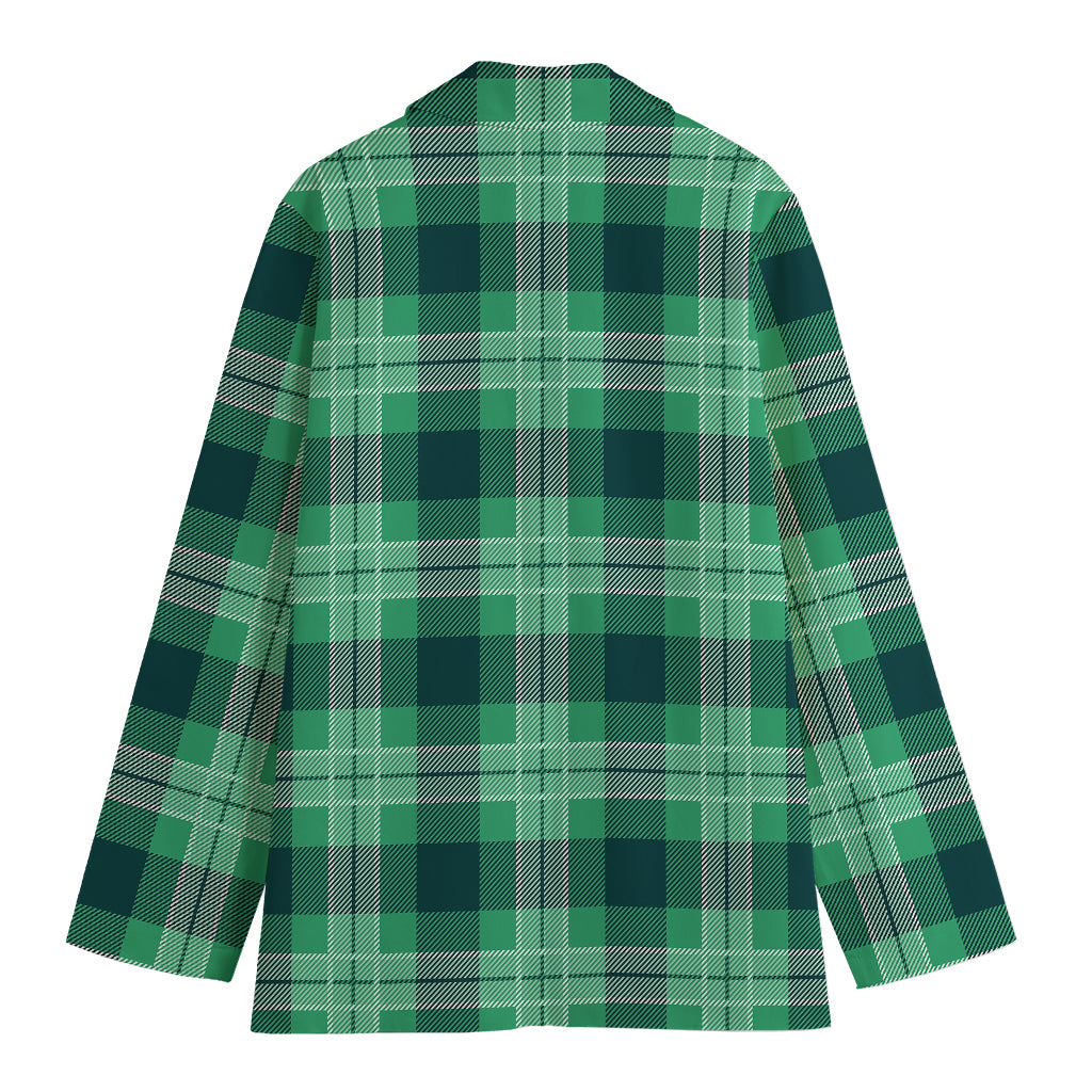 St. Patrick's Day Tartan Print Women's Cotton Blazer