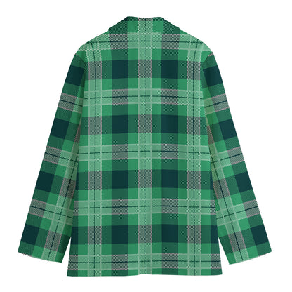 St. Patrick's Day Tartan Print Women's Cotton Blazer