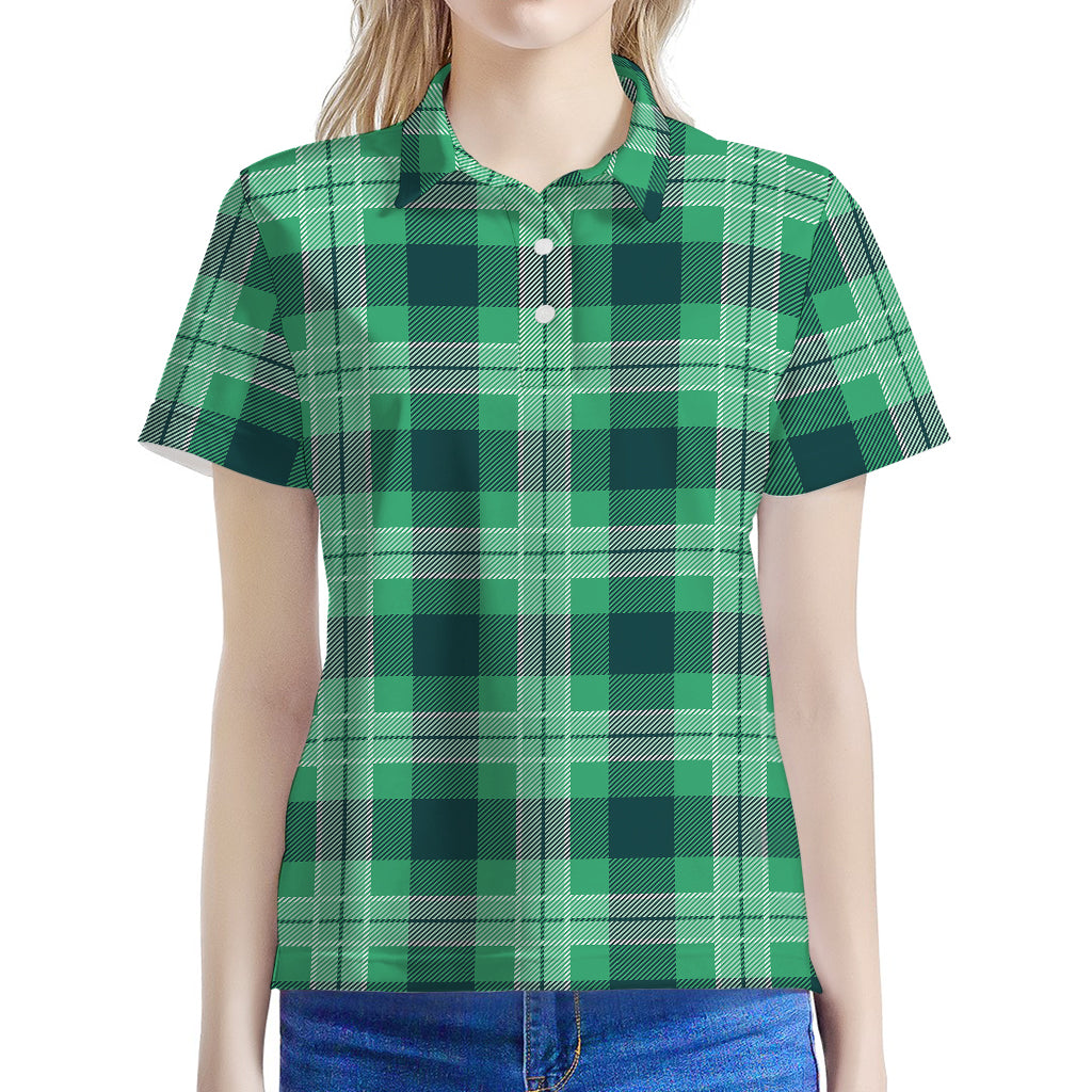 St. Patrick's Day Tartan Print Women's Polo Shirt