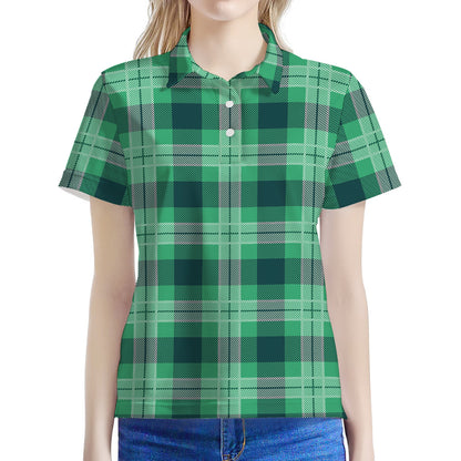 St. Patrick's Day Tartan Print Women's Polo Shirt