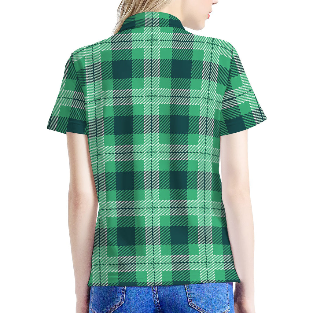 St. Patrick's Day Tartan Print Women's Polo Shirt