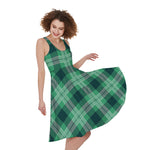 St. Patrick's Day Tartan Print Women's Sleeveless Dress