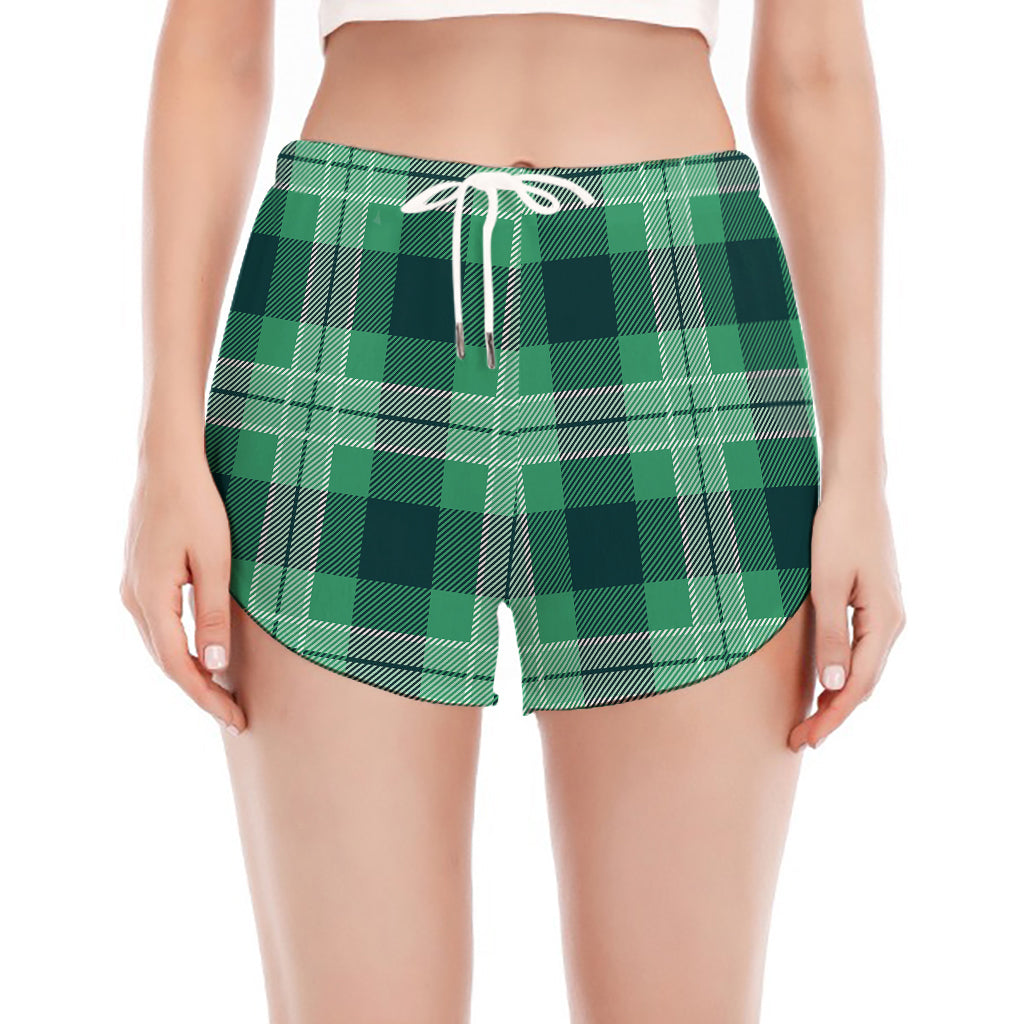 St. Patrick's Day Tartan Print Women's Split Running Shorts