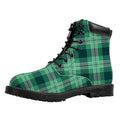 St. Patrick's Day Tartan Print Padded Collar Lace Up Boots