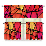 Stained Glass Mosaic Pattern Print 3 Piece Kitchen Curtains