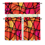 Stained Glass Mosaic Pattern Print 3 Piece Kitchen Curtains