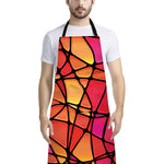Stained Glass Mosaic Pattern Print Bib Apron With Pocket
