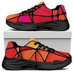 Stained Glass Mosaic Pattern Print Black Chunky Shoes