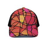Stained Glass Mosaic Pattern Print Black Mesh Trucker Cap