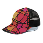 Stained Glass Mosaic Pattern Print Black Mesh Trucker Cap