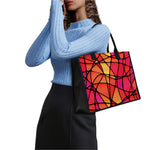 Stained Glass Mosaic Pattern Print Canvas Tote Bag